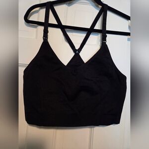Joyspun maternity black racerback nursing bra XXXL accessible clips for pumping